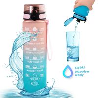 butelka na wodę, bidon z miarką 1l ombre róż z miętą bd14