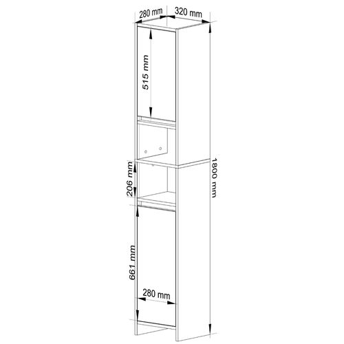 Regał łazienkowy Uni - Dąb Artisan - 2 drzwi 2 wnęki na Arena.pl