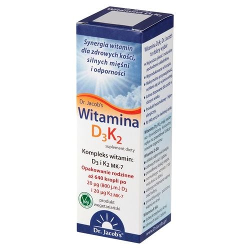 Witamina D3 K2 MK7 krople NATURALNE 20 ml JACOBS na Arena.pl