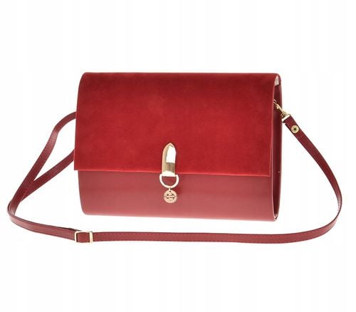 Laura Biaggi - torebka wizytowa kopertowa czerwony mat klapka zamsz LA29 na Arena.pl