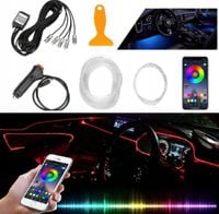 OŚWIETLENIE LED ZESTAW DO AUTA PASEK TAŚMA 6M RGB KOLOROWA DO SAMOCHODU