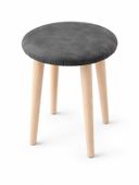 Taboret Drewniany,Krzesło,Stołek,Taboret okrągły tapicerowany,Ciemno Szary