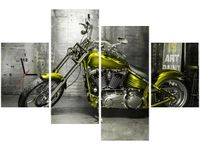 120CM 80CM ZEGAR 4 ELEM OLIWKOWY MOTOCYKL OBRAZ ŚCIENNY