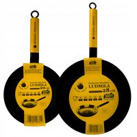 Zestaw patelni żeliwnych NON-STICK z drewnianą rączką LUDMIŁA 20cm + 28 cm