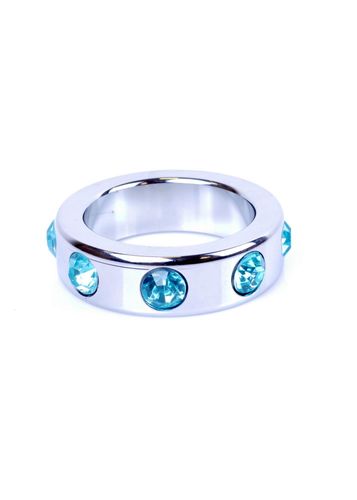 Pierścień-Metal Cock Ring With Light Blue Diamonds Medium na Arena.pl