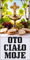 Baner religijny 120x60 cm Dekoracja boże ciało oto ciało moje