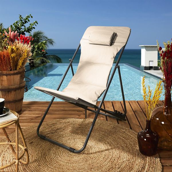 Leżak Grue beżowy zdjęcie 4