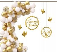 Balony Girlanda łuk zestaw dekoracji baner koło KOMUNIA + IMIĘ ZŁOTY