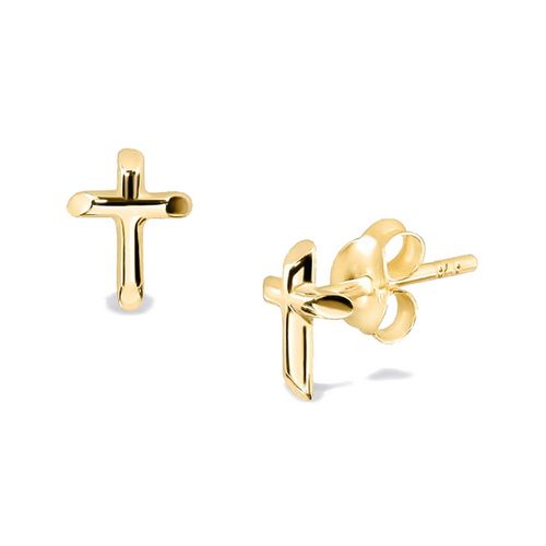 kolczyki krzyżyki na sztyfcie, srebro pozłacane | złote na Arena.pl