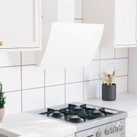 Ścienny okap kuchenny, 60 cm, stal i hartowane szkło, biały