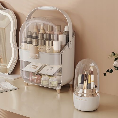 Obrotowy organizer pojemnik na pędzle do makijażu kosmetyki kuferek na Arena.pl