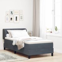 Łóżko typu box spring z ciemnoszarym materacem 100x200 cm welurowy