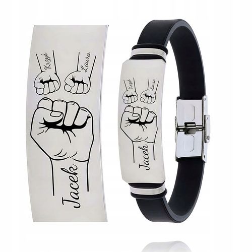 Bransoletka męska z grawerem imiona personalizacja tata 2 dzieci piąstki na Arena.pl