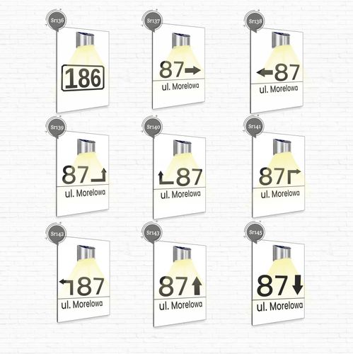 biała TABLICZKA podświetlana ADRESOWA ze strzałką nierdzewna dibond 30x20 na Arena.pl
