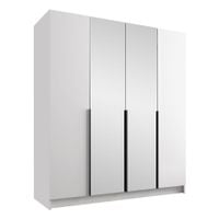 Szafa SANTI II 200 cm z lustrem-pojemna garderoba-BIAŁY+CZARNY