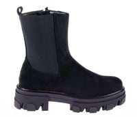 Botki zamszowe platforma gruba podeszwa czarne Rozmiar obuwia - 39