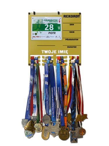Wieszak na medale i numery startowe REKORDY BIEGOWE RUN twoje imię 22.1 na Arena.pl