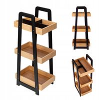 Regał prostokątny bambusowy RABEN trzypoziomowy do łazienki sypialni