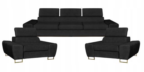 Zestaw mebli wypoczynkowych salon Bosso Sofa 3os fotele czarne Family Meble na Arena.pl