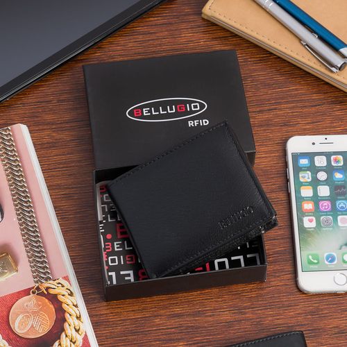 skórzany portfel męski z zabezpieczeniem rfid czarny na Arena.pl