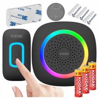 DZWONEK BEZPRZEWODOWY DO DRZWI FURTKI NA BATERIE LED RGB WODOODPORNY IP44