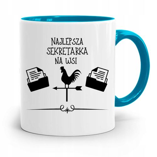 Kubek Błękitny Prezent Dla Sekretarki Najlepsza Z Nadrukiem Ze Zdjęciem na Arena.pl