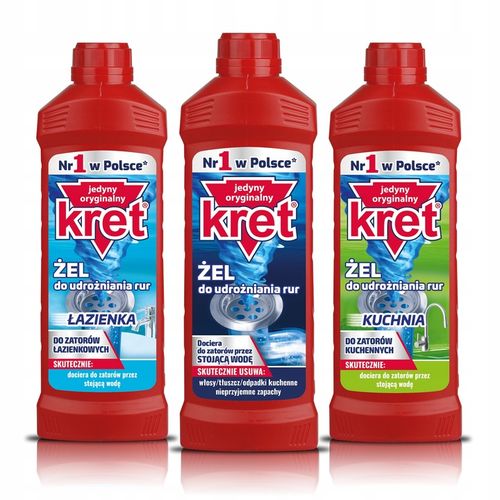 Kret Żel do Udrażniania Rur Kuchnia Łazienka Zestaw 1500g na Arena.pl