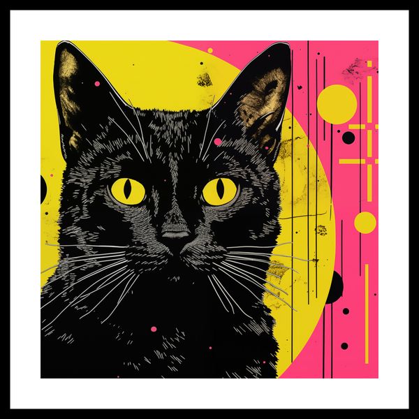 Plakat 50x50cm Neonowy Kocur zdjęcie 3
