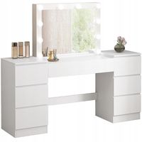 Toaletka z lustrem z szufladami biała do makijażu glamour nowoczesna loft