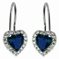RODOWANE SREBRNE WISZĄCE SREBRNE KOLCZYKI SERCA SERDUSZKA SZAFIR CYRKONIE
