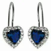 RODOWANE SREBRNE WISZĄCE SREBRNE KOLCZYKI SERCA SERDUSZKA SZAFIR CYRKONIE