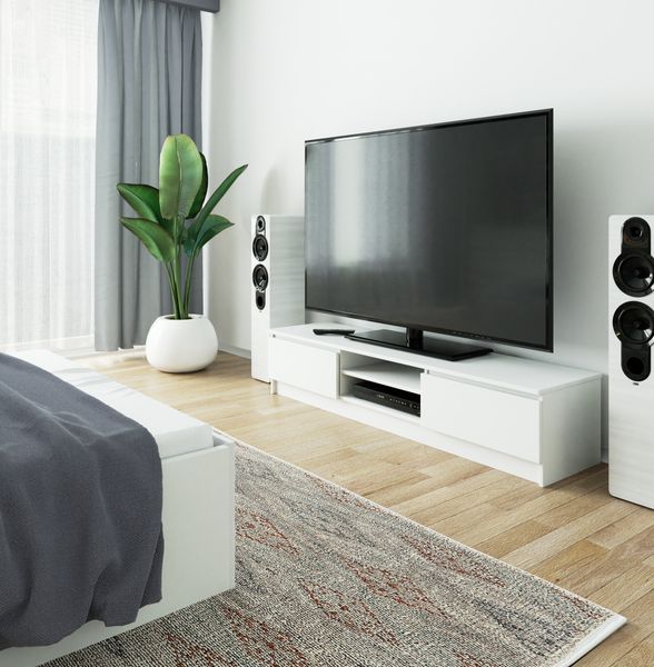 SZAFKA RTV 160 cm 2D 1P BIAŁA zdjęcie 5