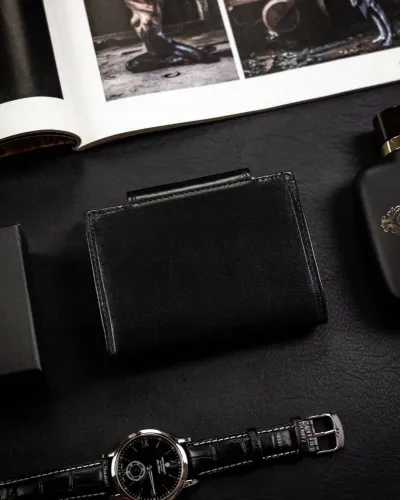 skórzany portfel na zatrzask z systemem rfid - rovicky na Arena.pl