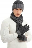 KOMPLET ZIMOWY MĘSKI CZAPKA SZALIK RĘKAWICZKI CIEPŁY ZESTAW NA ZIMĘ