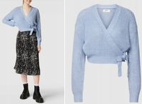 Only krótka z dzianiny z dekoltem w serek model BREDA - jasnoniebieski L