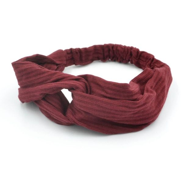 Opaska gumka do włosów węzeł boho bordowa zdjęcie 1