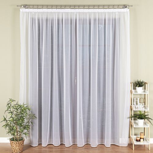 FIRANA GOTOWA BIAŁA WOAL Z LAMÓWKA NA TAŚMIE DO SALONU SYPIALNI 400x250 cm na Arena.pl