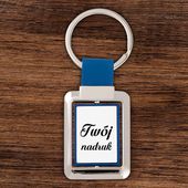 Brelok dwustronny z obrotowym środkiem z nadrukiem - niebieski