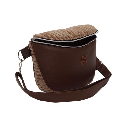 Torebka-Nerka z Brązowej Ekoskóry i Jasnobrązowego Sztruksu – Handmade na Arena.pl