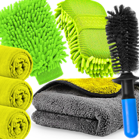 Zestaw Do Mycia Czyszczenia Osuszania Ręcznik Rękawica Szczotka Felg Auta
