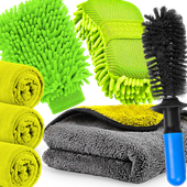 Zestaw Do Mycia Czyszczenia Osuszania Ręcznik Rękawica Szczotka Felg Auta