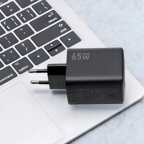 ŁADOWARKA SIECIOWA SZYBKA 65W GaN USB 2x USB-C PD QC 4.0 MOCNA UNIWERSALNA na Arena.pl