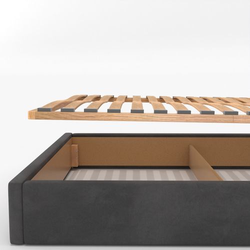 ŁÓŻKO TAPICEROWANE 140x200 ŁÓŻKO PODWÓJNE Z POJEMNIKIEM GRAFITOWE na Arena.pl