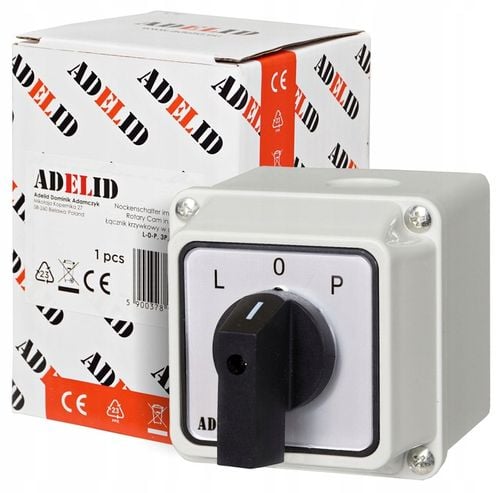 ŁĄCZNIK KRZYWKOWY L-0-P 25A 3P LEWO PRAWO W OBUDOWIE 70x70 3F IP65 na Arena.pl