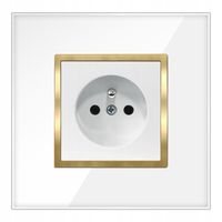 GNIAZDKO POJEDYNCZE Z BOLCEM BIAŁE ZŁOTE W RAMCE SZKLANEJ KONTAKT