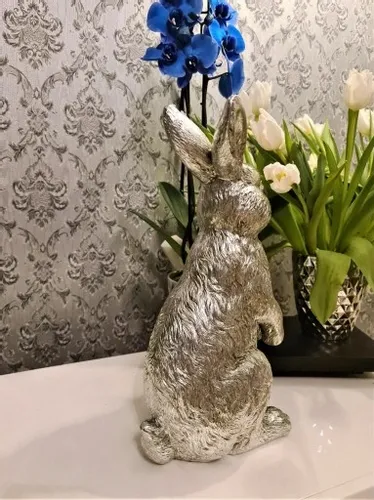 FIGURKA OZDOBNA - SREBRNY ZAJĄC KRÓLIK model I na Arena.pl