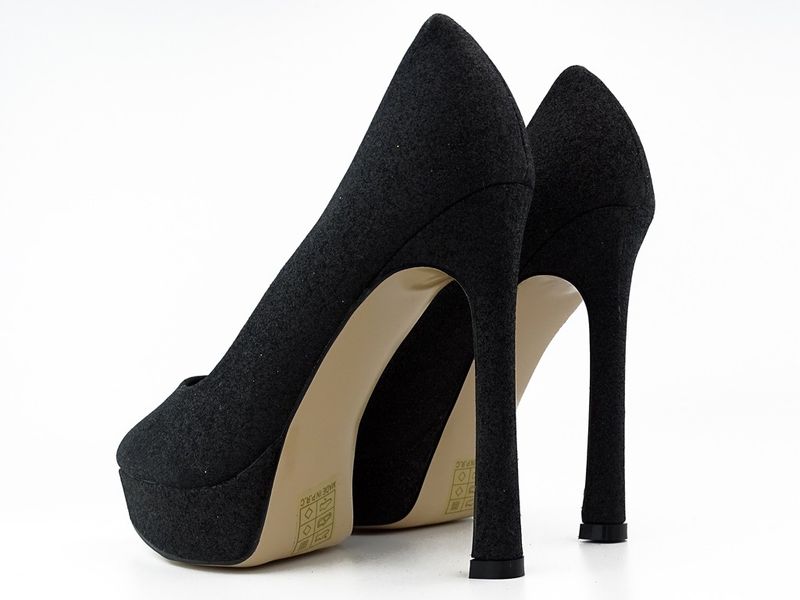 Czarne szpilki platformy brokatowe 38 zdjęcie 3