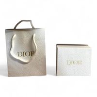 Zestaw Dior torba i pudełko 14,5x14,5x6,5 cm biały fakturowany karton