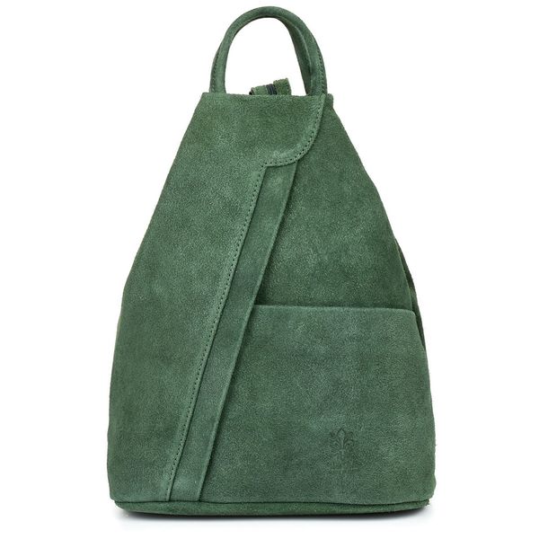 VERA PELLE plecak damski zamszowy trójkątny z suwakiem V010 c.zielony zdjęcie 2