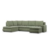 NAROŻNIK FORESTA XXL Z OTOMANĄ JASNY ZIELONY KANAPA POSO SZTRUKS